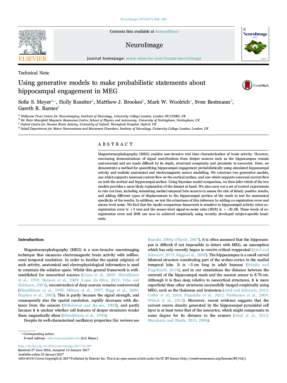 Using generative models to make probabilistic statements about hippocampal engagement in MEG