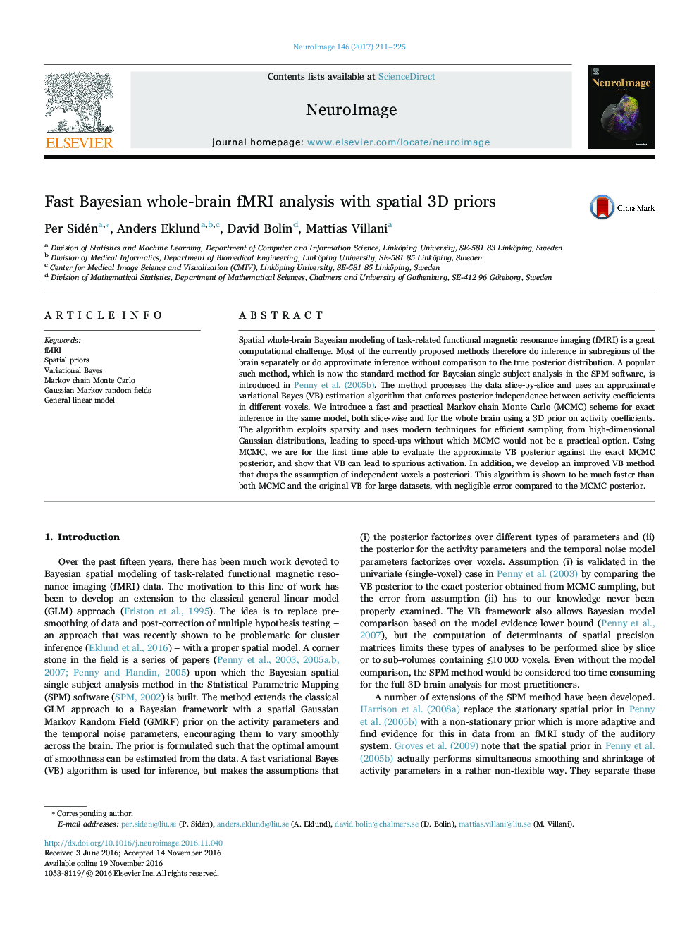 Fast Bayesian whole-brain fMRI analysis with spatial 3D priors