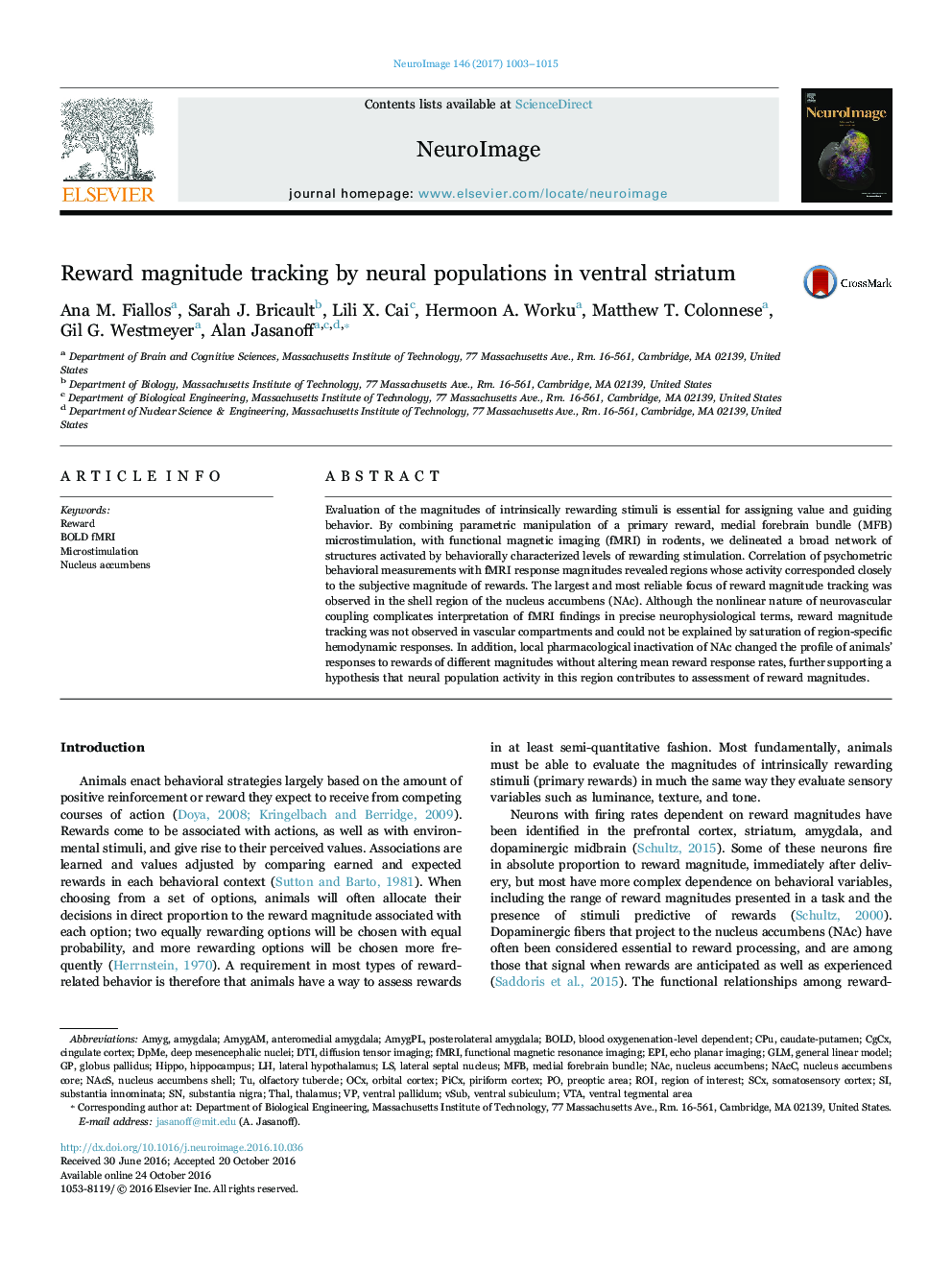 Reward magnitude tracking by neural populations in ventral striatum