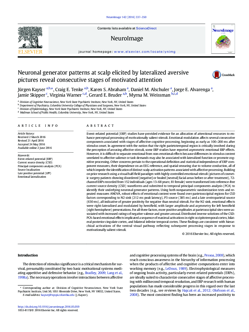 Neuronal generator patterns at scalp elicited by lateralized aversive pictures reveal consecutive stages of motivated attention