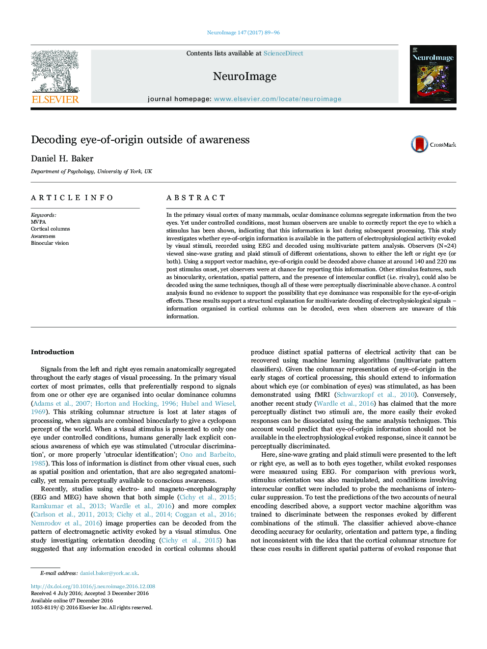 Decoding eye-of-origin outside of awareness