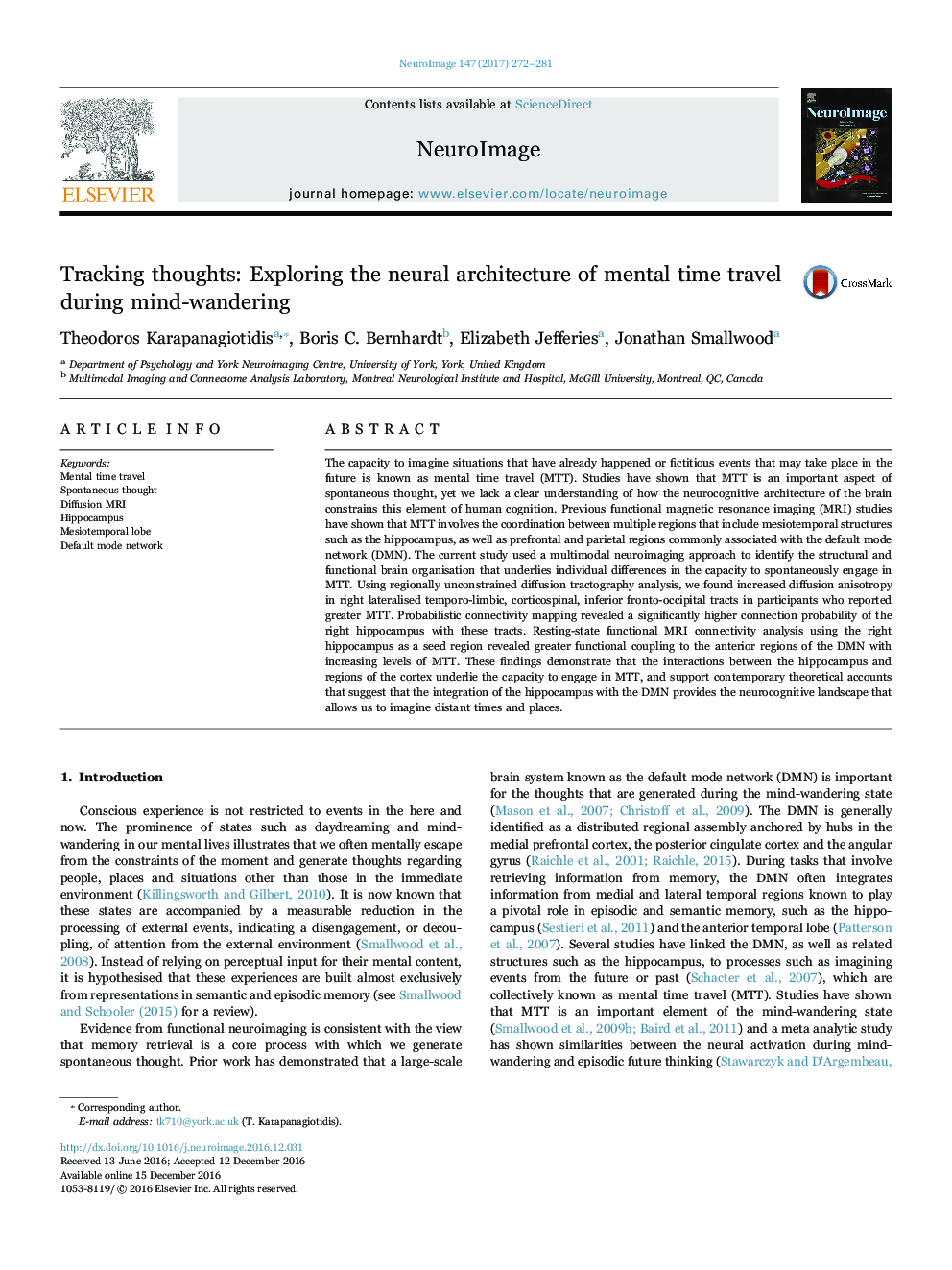 Tracking thoughts: Exploring the neural architecture of mental time travel during mind-wandering