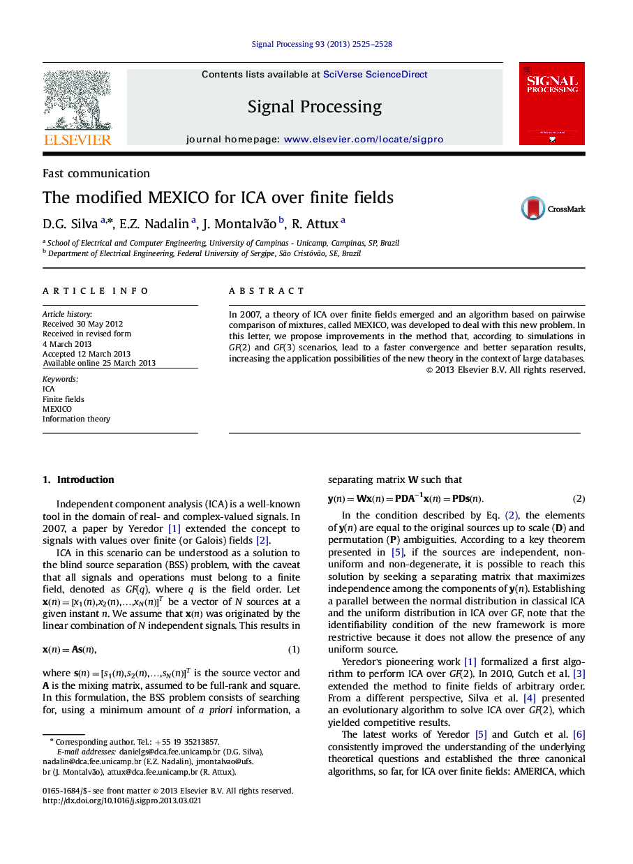 The modified MEXICO for ICA over finite fields