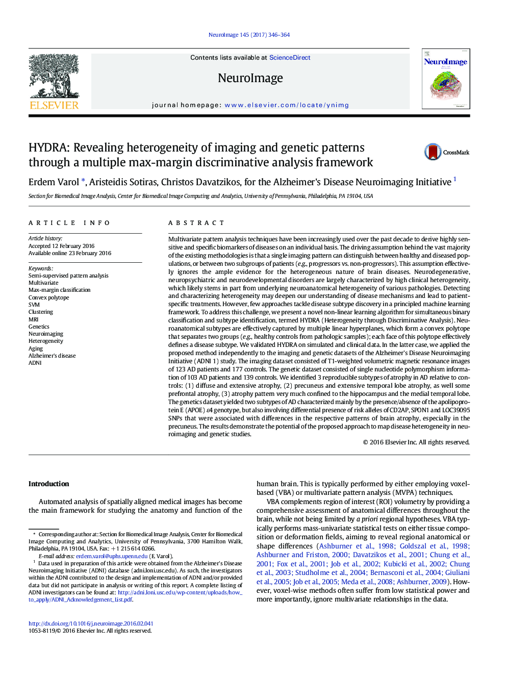 HYDRA: Revealing heterogeneity of imaging and genetic patterns through a multiple max-margin discriminative analysis framework