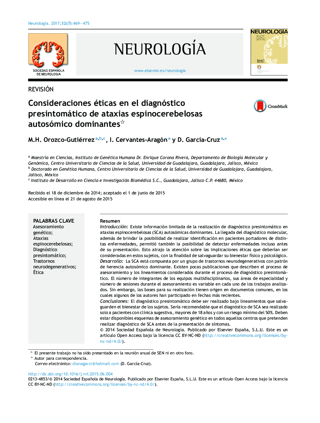 Consideraciones éticas en el diagnóstico presintomático de ataxias espinocerebelosas autosómico dominantes