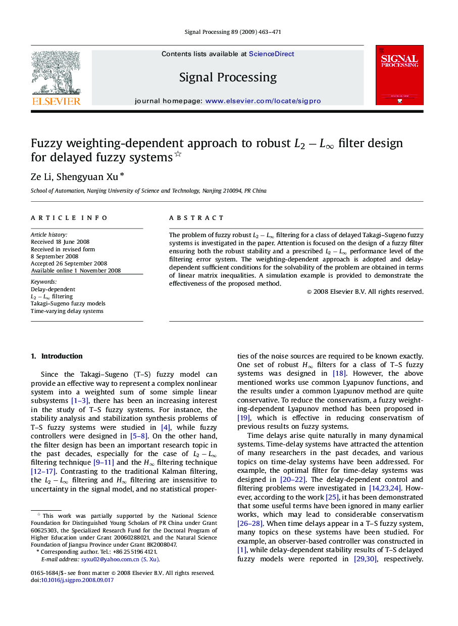 Fuzzy weighting-dependent approach to robust L2-L∞L2-L∞ filter design for delayed fuzzy systems 