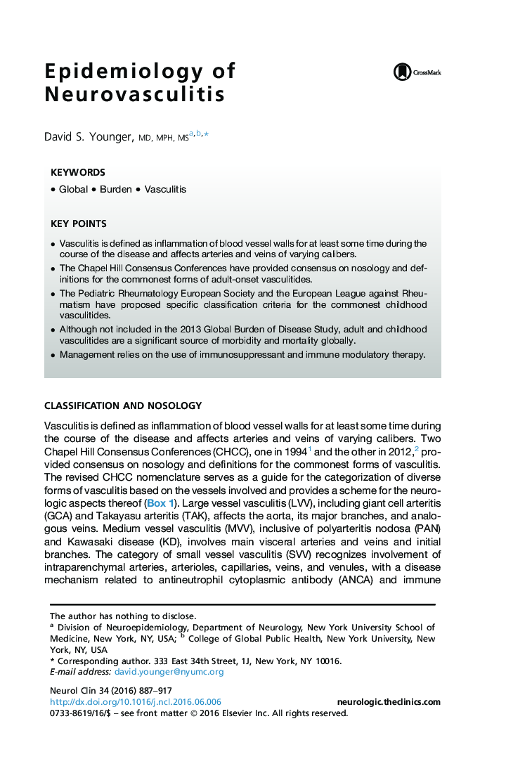 Epidemiology of Neurovasculitis