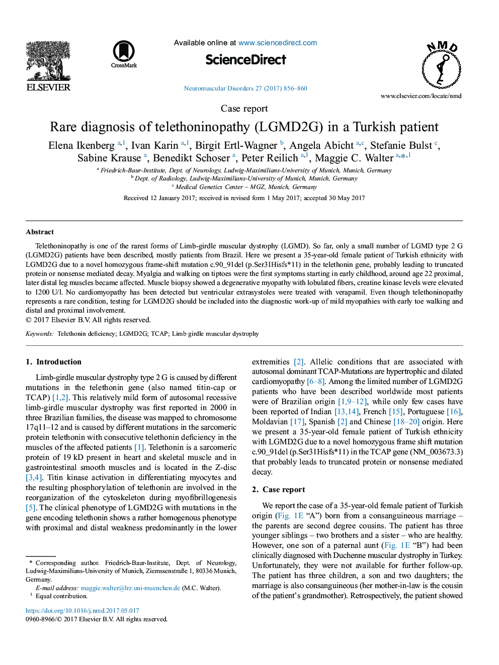 Case reportRare diagnosis of telethoninopathy (LGMD2G) in a Turkish patient
