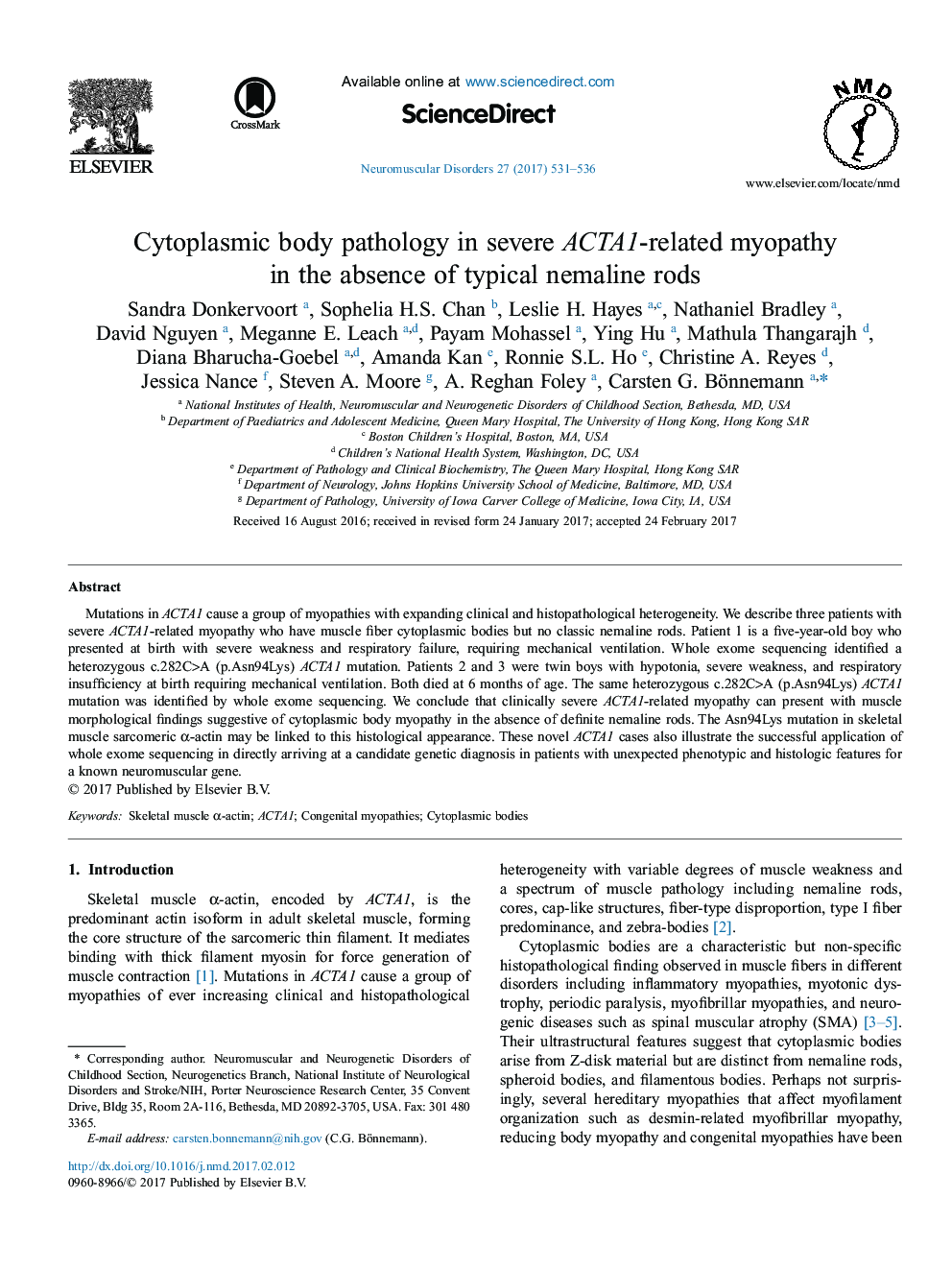 Cytoplasmic body pathology in severe ACTA1-related myopathy in the absence of typical nemaline rods