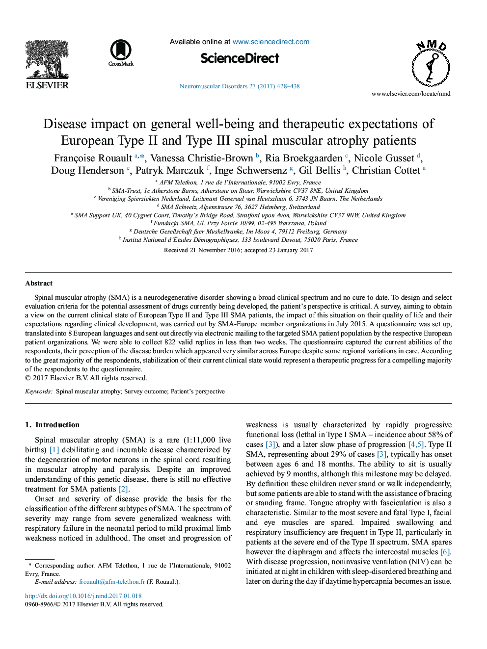 Disease impact on general well-being and therapeutic expectations of European Type II and Type III spinal muscular atrophy patients