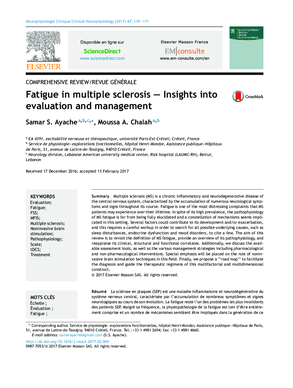 Fatigue in multiple sclerosis - Insights into evaluation and management