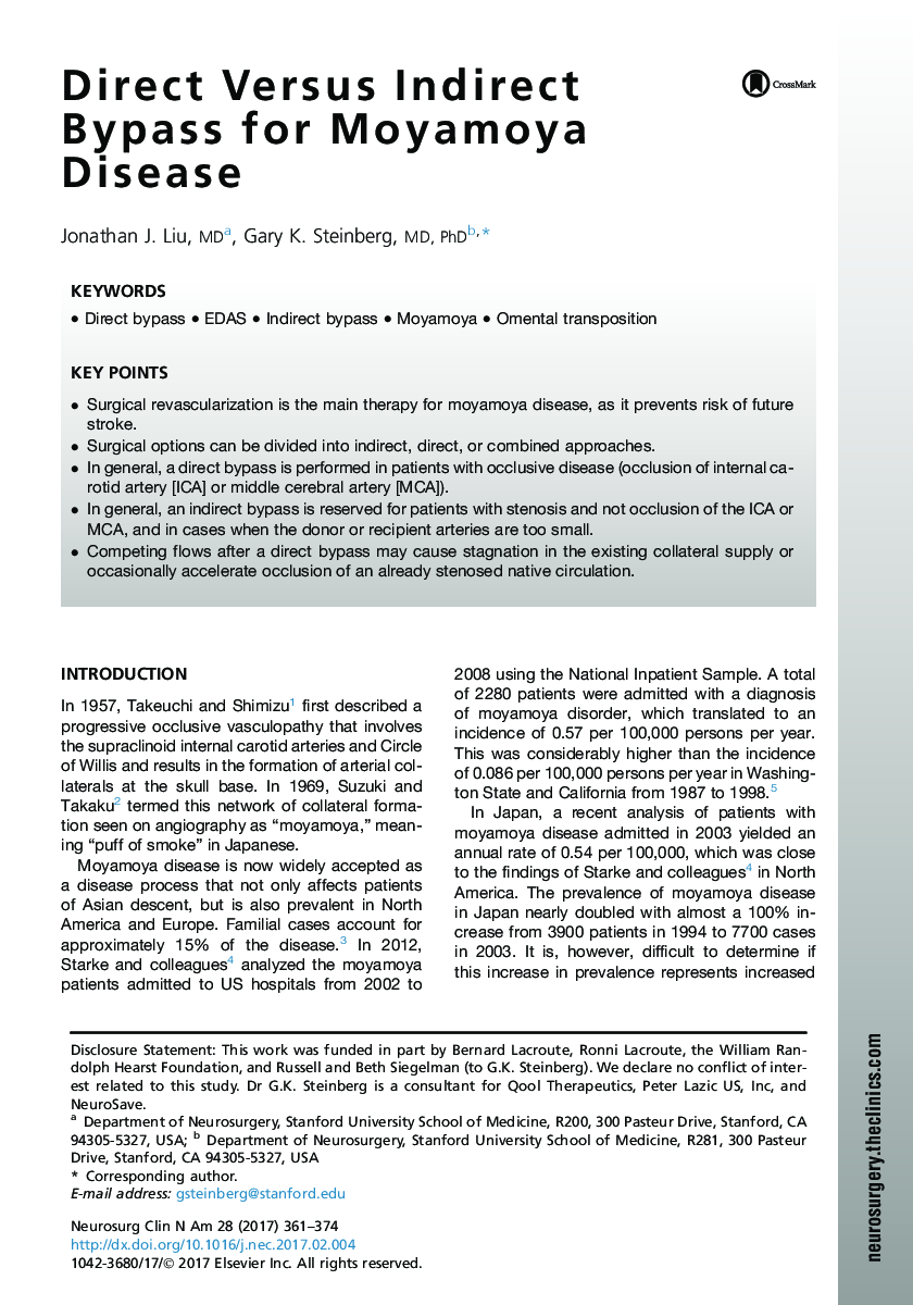 Direct Versus Indirect Bypass for Moyamoya Disease