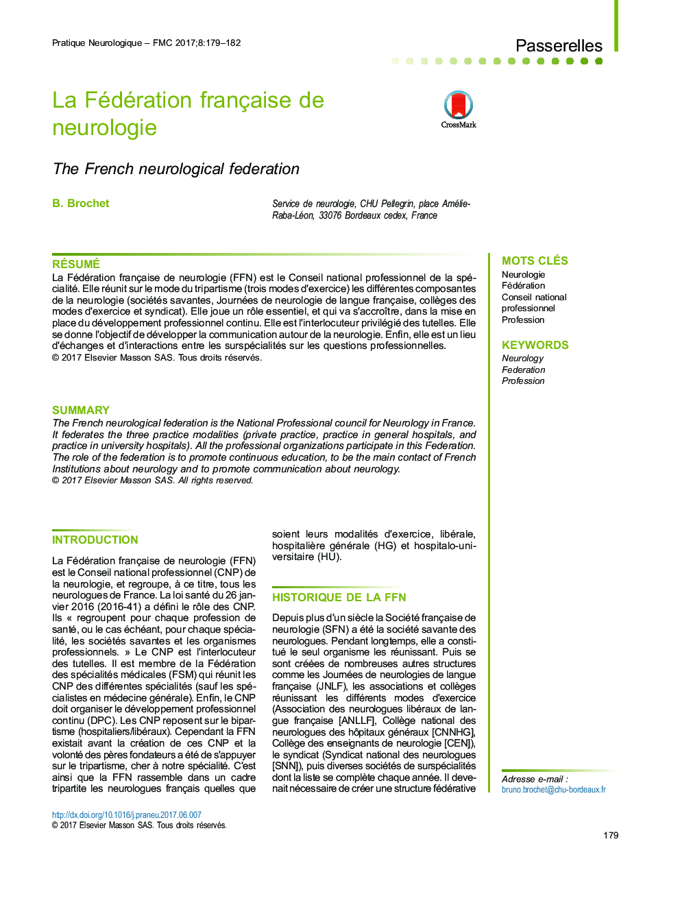 La Fédération française de neurologie