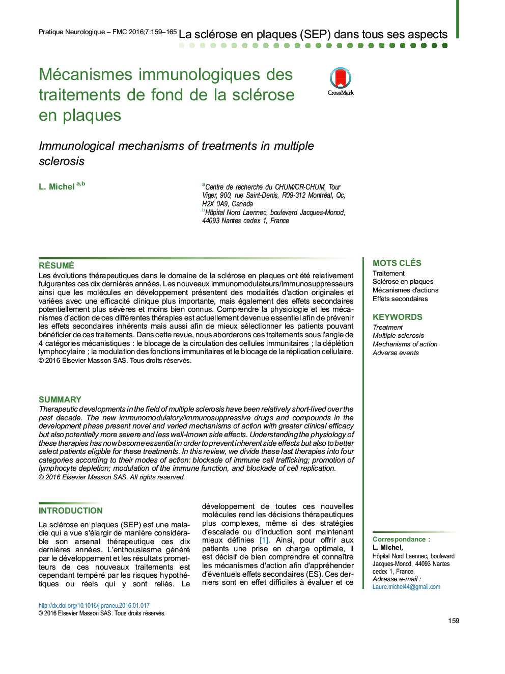 Mécanismes immunologiques des traitements de fond de la sclérose en plaques