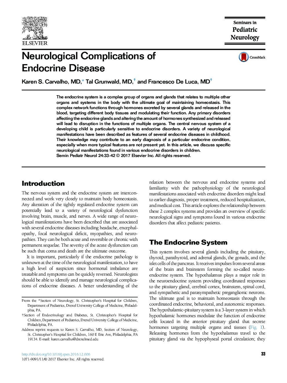 Neurological Complications of Endocrine Disease