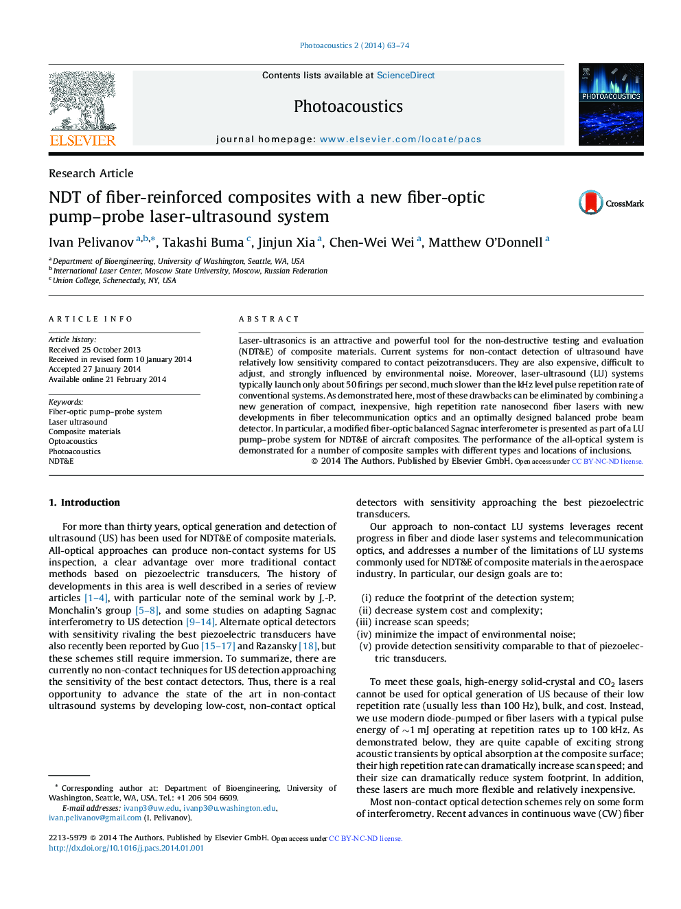 NDT of fiber-reinforced composites with a new fiber-optic pump–probe laser-ultrasound system