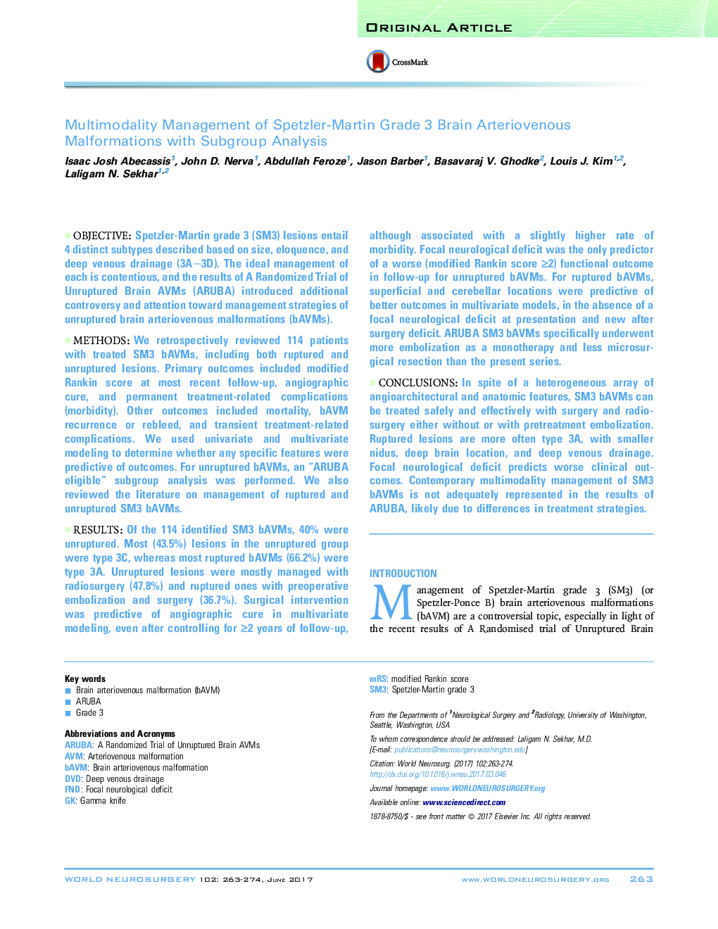 Multimodality Management of Spetzler-Martin Grade 3 Brain Arteriovenous Malformations with Subgroup Analysis