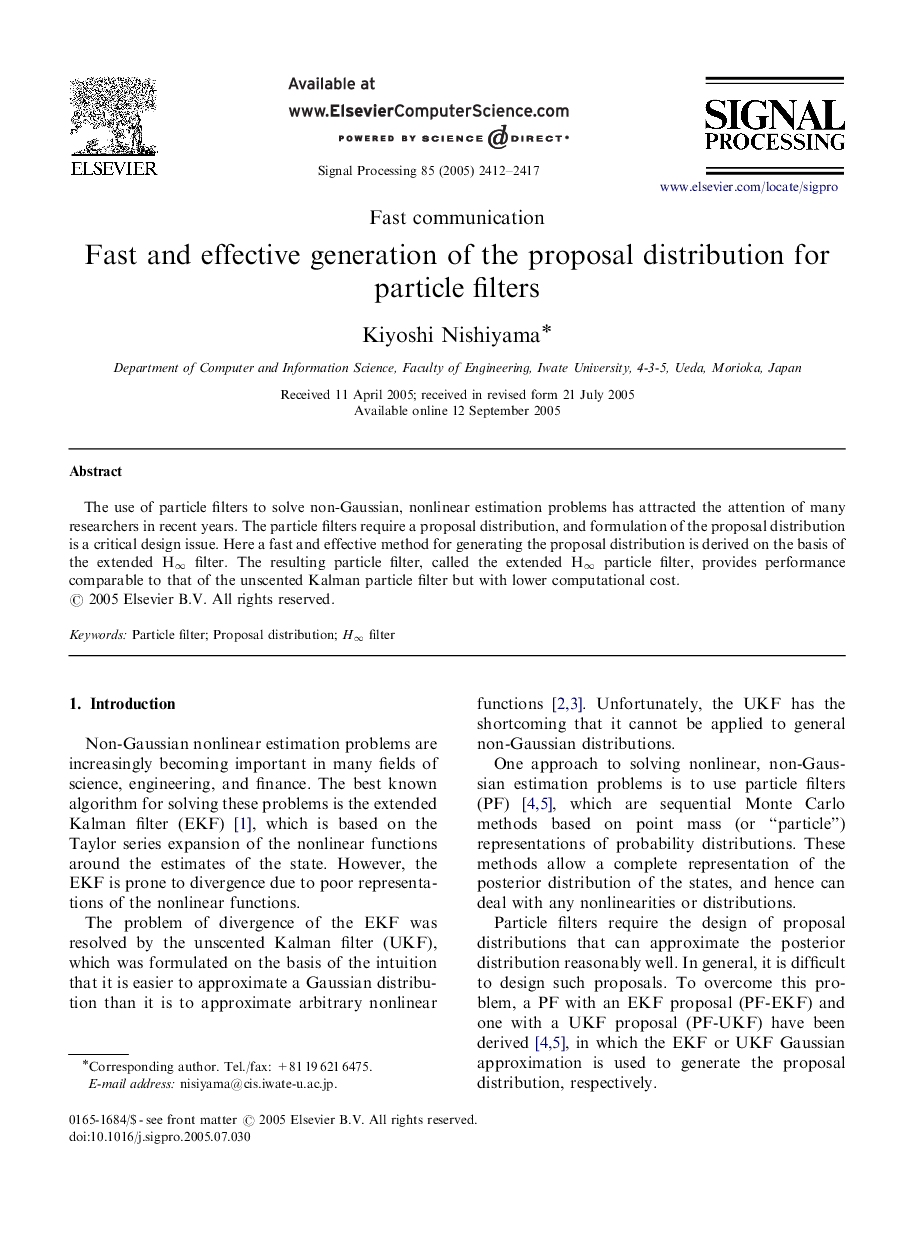 Fast and effective generation of the proposal distribution for particle filters