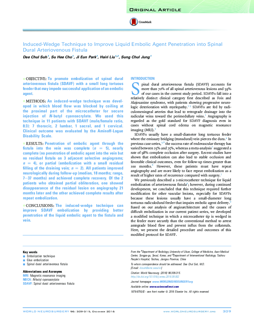 Induced-Wedge Technique to Improve Liquid Embolic Agent Penetration into Spinal Dural Arteriovenous Fistula