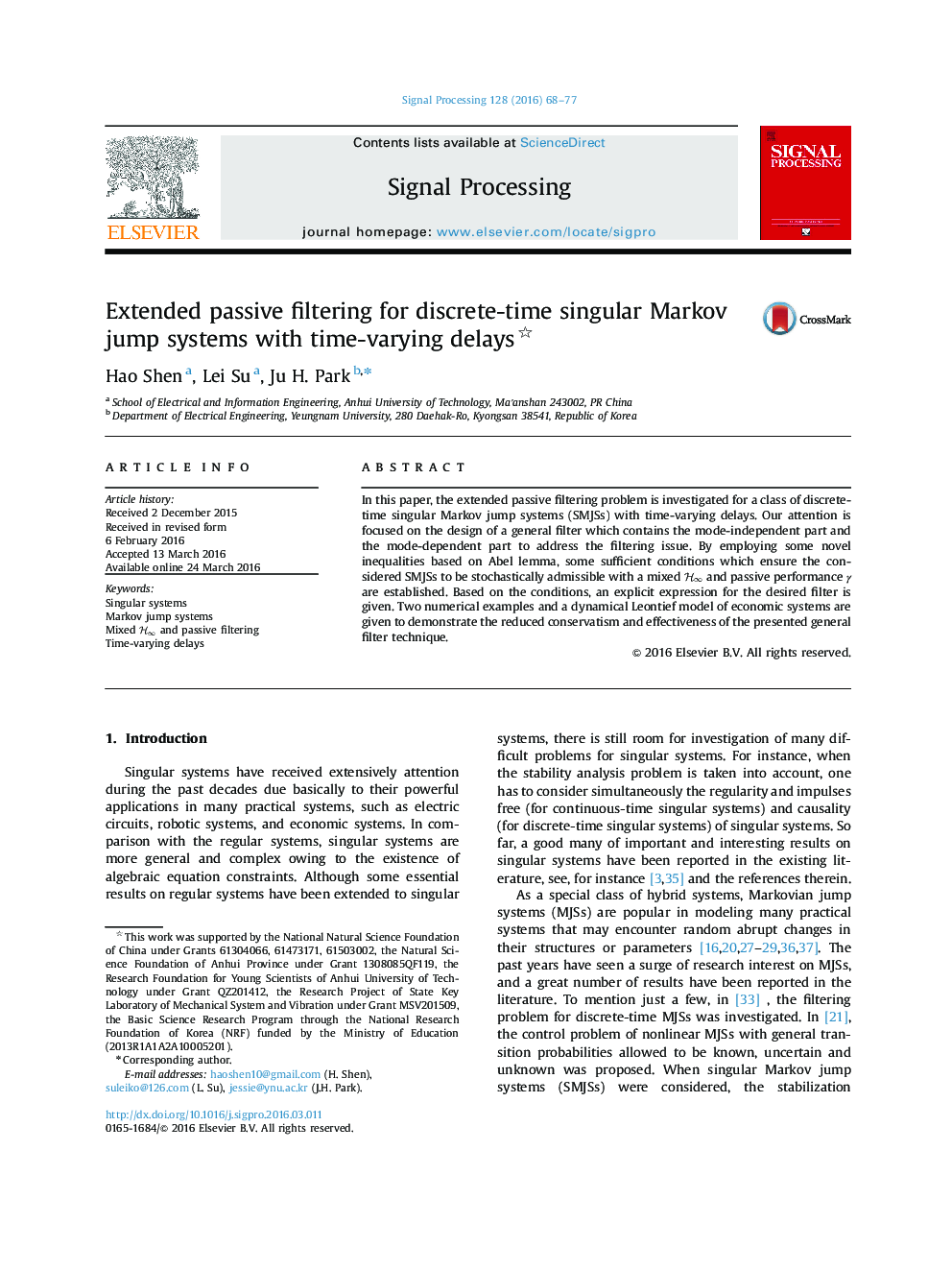 Extended passive filtering for discrete-time singular Markov jump systems with time-varying delays 