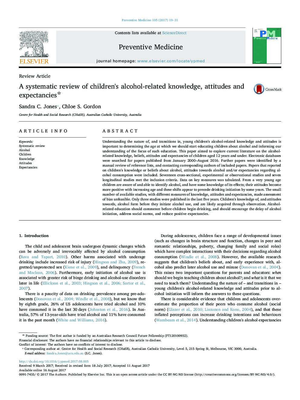 A systematic review of children's alcohol-related knowledge, attitudes and expectancies