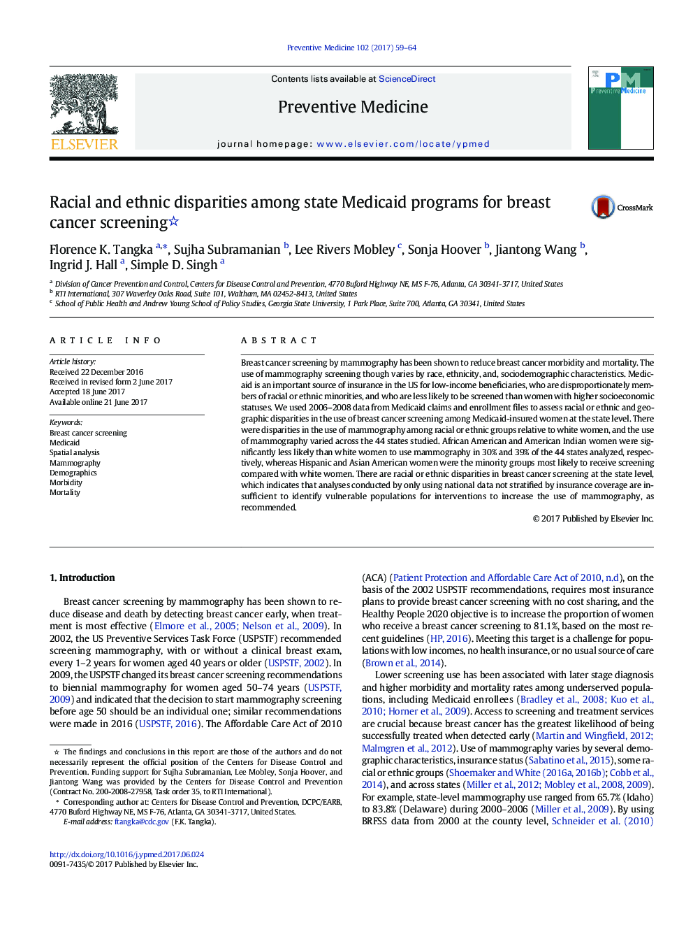 Racial and ethnic disparities among state Medicaid programs for breast cancer screening