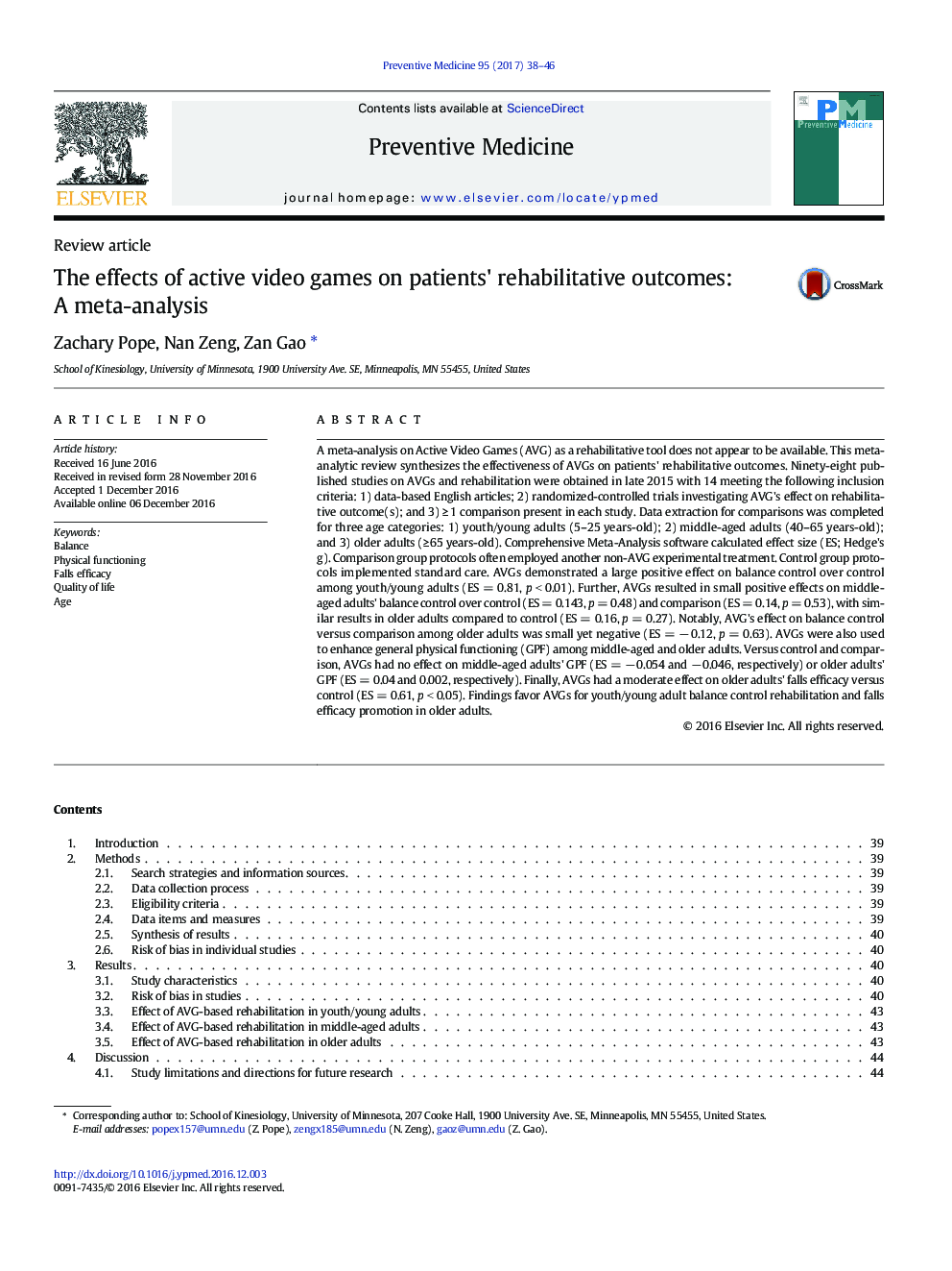 The effects of active video games on patients' rehabilitative outcomes: A meta-analysis