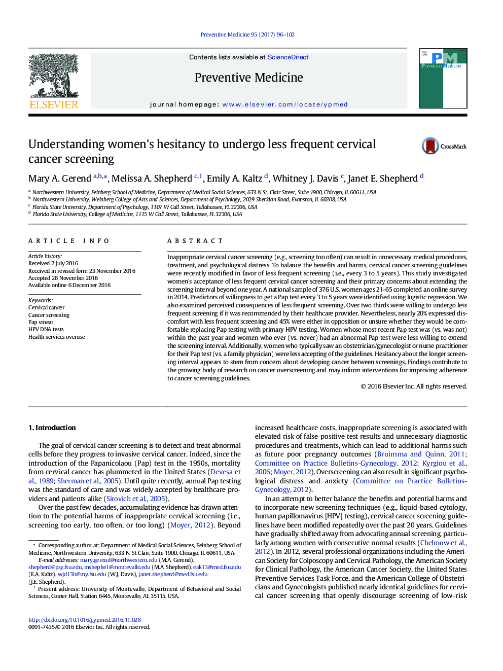 Understanding women's hesitancy to undergo less frequent cervical cancer screening