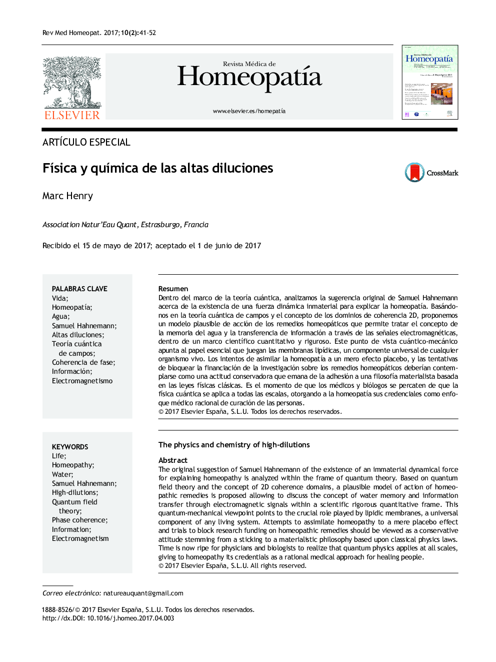 FÃ­sica y quÃ­mica de las altas diluciones