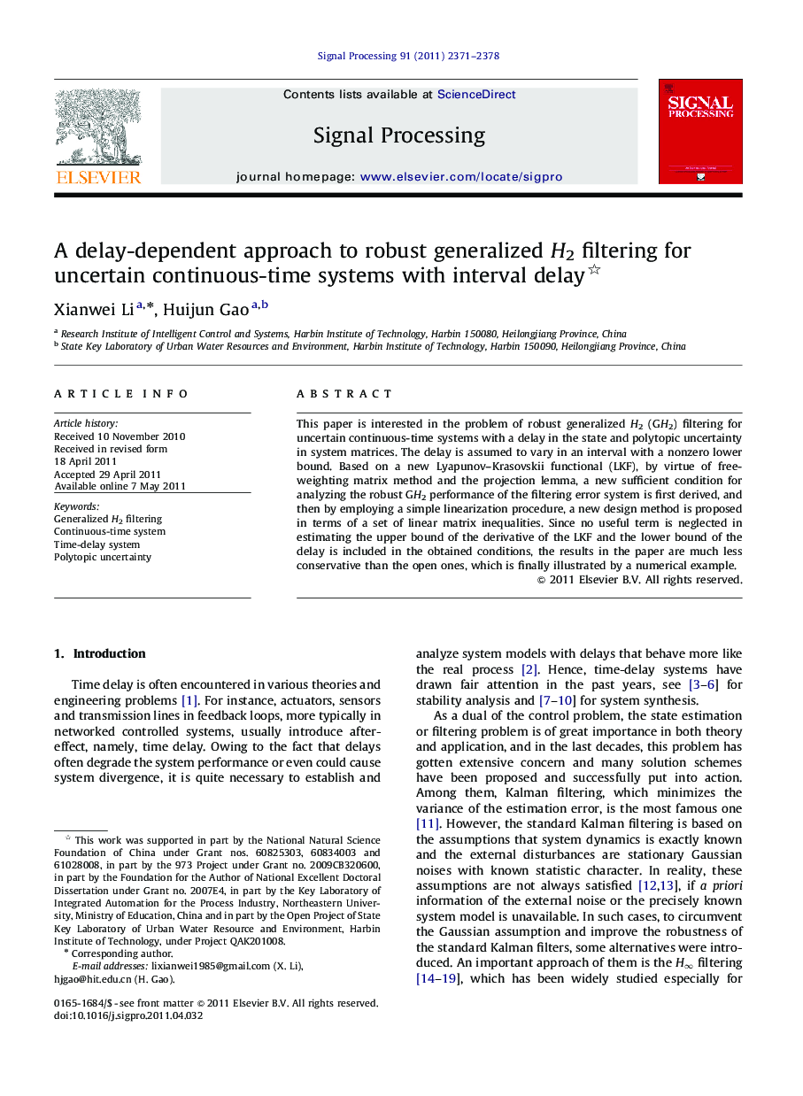 A delay-dependent approach to robust generalized H2 filtering for uncertain continuous-time systems with interval delay 