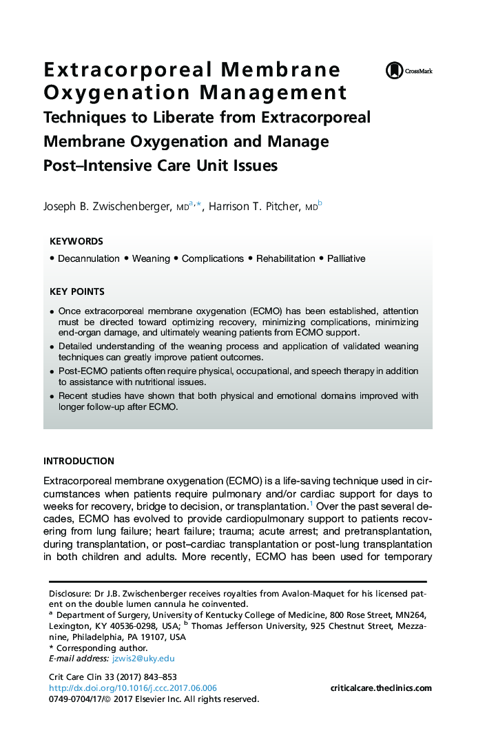 Extracorporeal Membrane Oxygenation Management