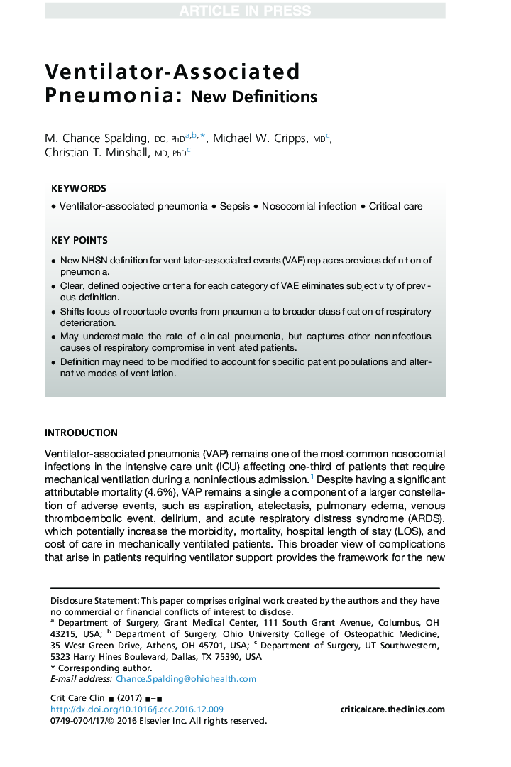 Ventilator-Associated Pneumonia