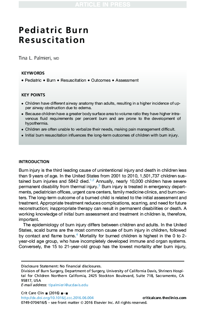 Pediatric Burn Resuscitation