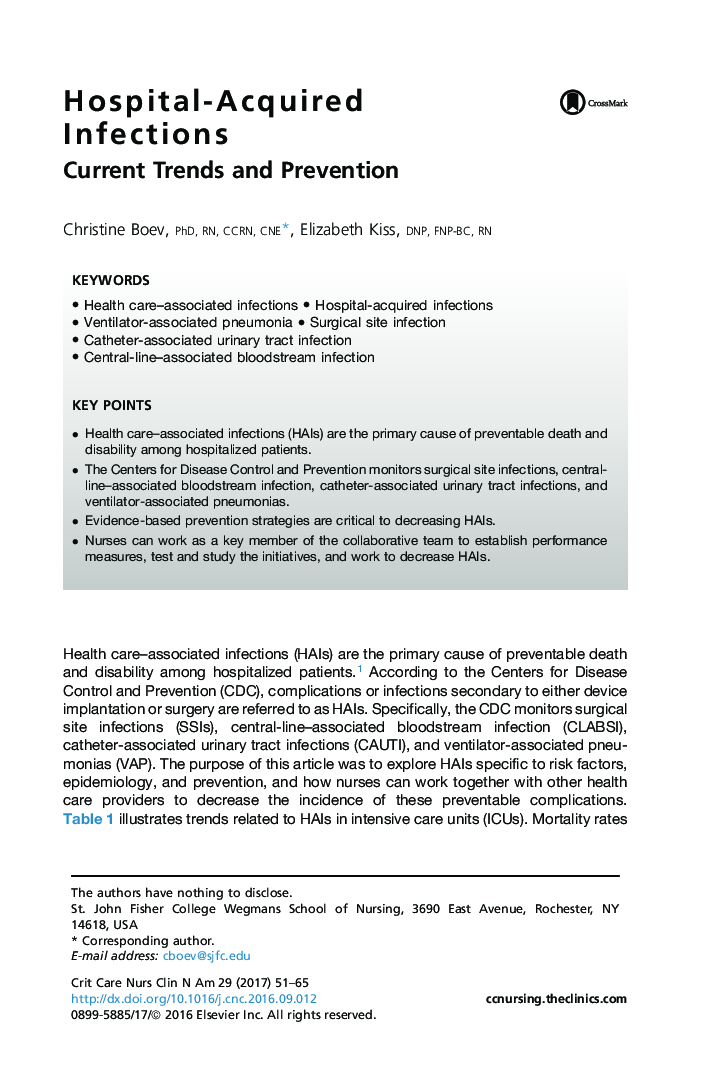 Hospital-Acquired Infections