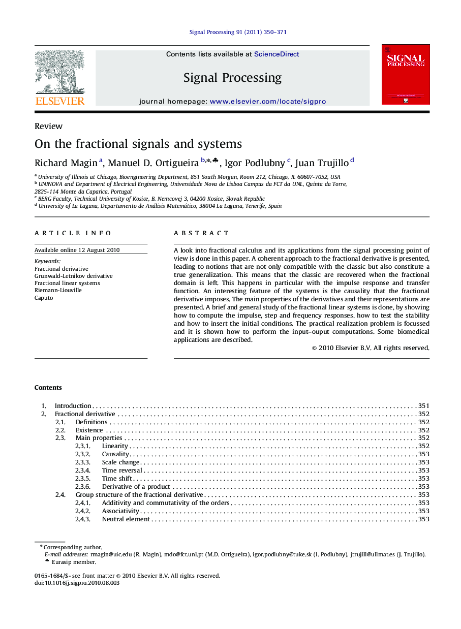 On the fractional signals and systems