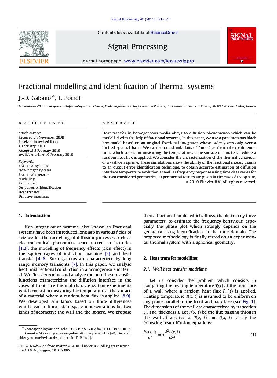 Fractional modelling and identification of thermal systems