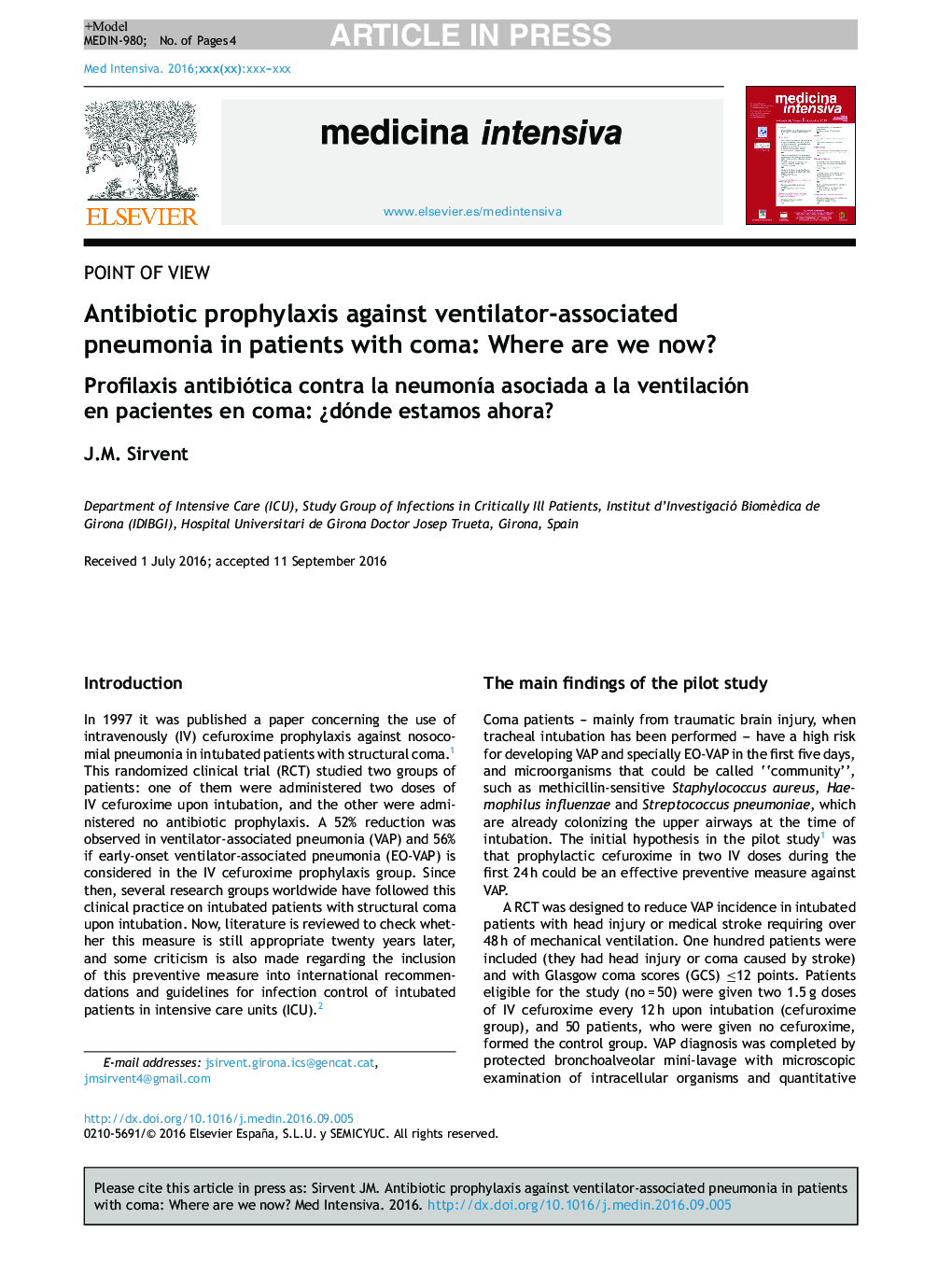 Antibiotic prophylaxis against ventilator-associated pneumonia in patients with coma: Where are we now?