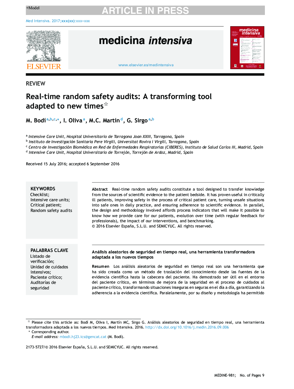 Real-time random safety audits: A transforming tool adapted to new times