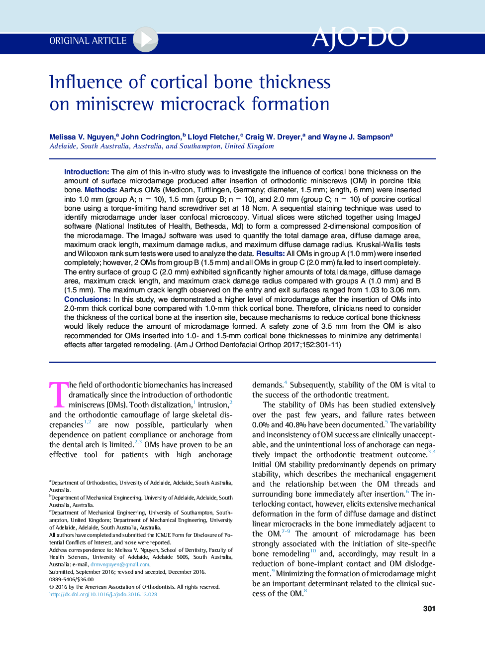 Influence of cortical bone thickness on miniscrew microcrack formation