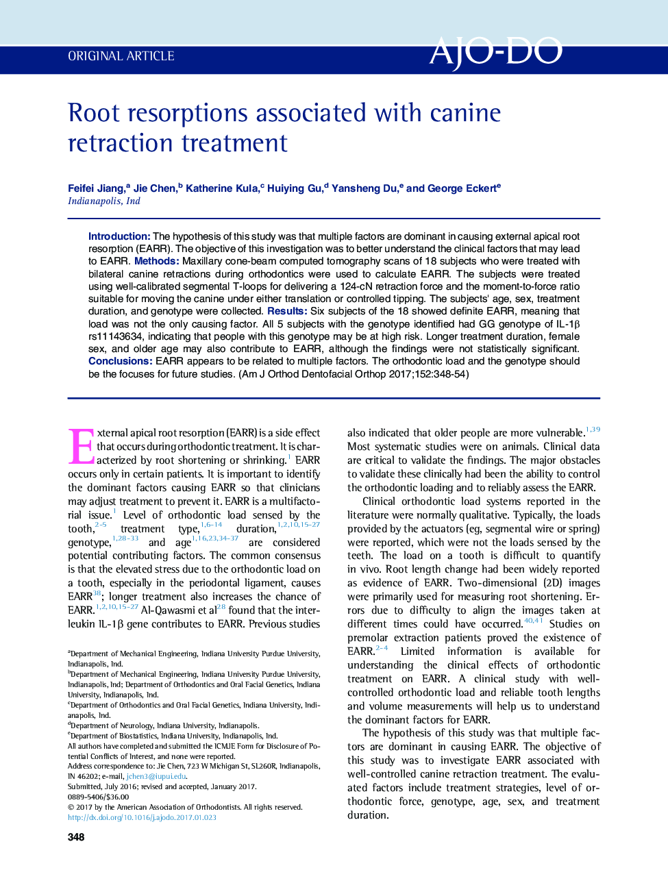 Root resorptions associated with canine retraction treatment