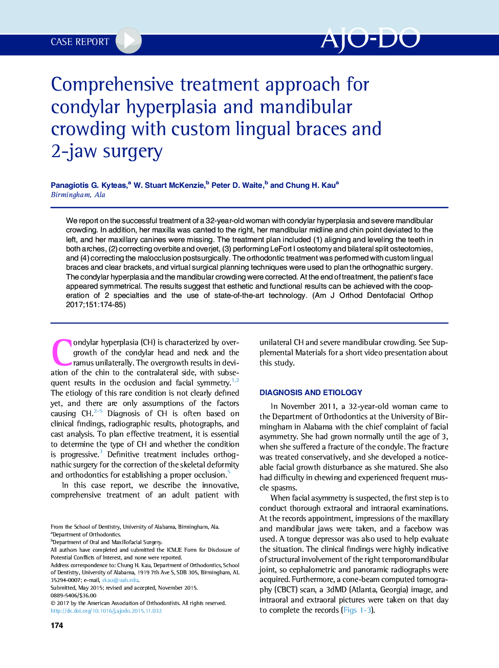 Comprehensive treatment approach for condylar hyperplasia and mandibular crowding with custom lingual braces and 2-jaw surgery