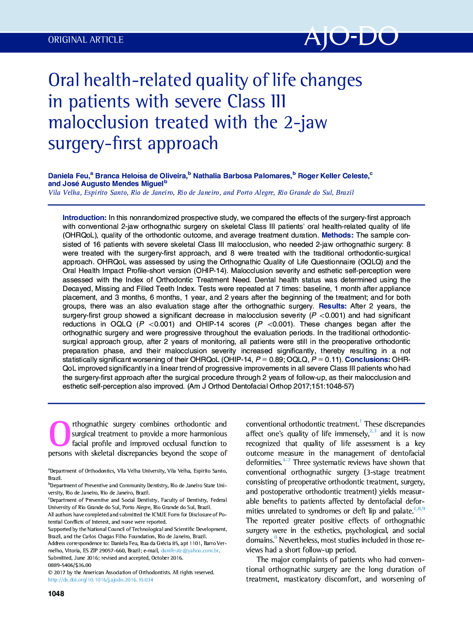 Oral health-related quality of life changes in patients with severe Class III malocclusion treated with the 2-jaw surgery-first approach