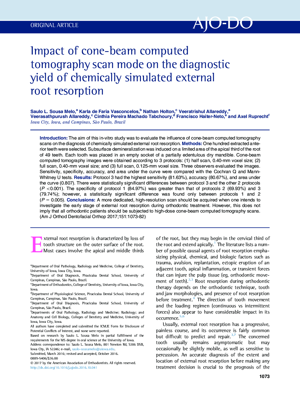 Impact of cone-beam computed tomography scan mode on the diagnostic yield of chemically simulated external root resorption