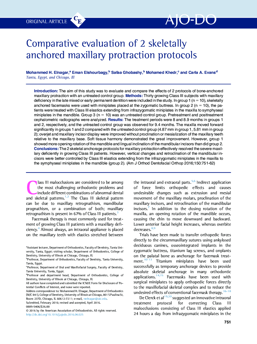 Comparative evaluation of 2 skeletally anchored maxillary protraction protocols