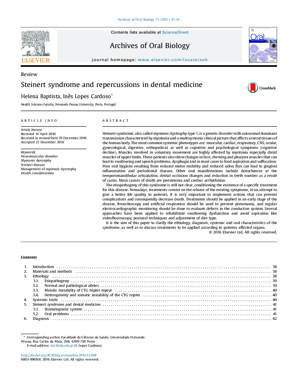 Steinert syndrome and repercussions in dental medicine