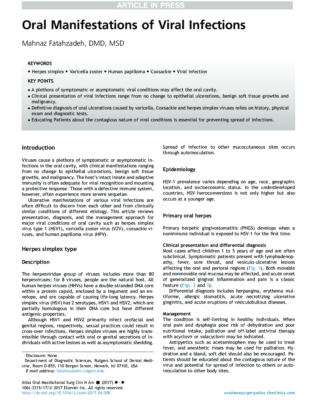 Oral Manifestations of Viral Infections