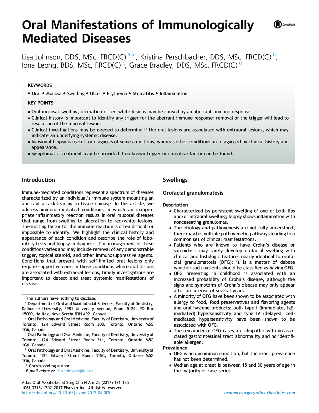 Oral Manifestations of Immunologically Mediated Diseases