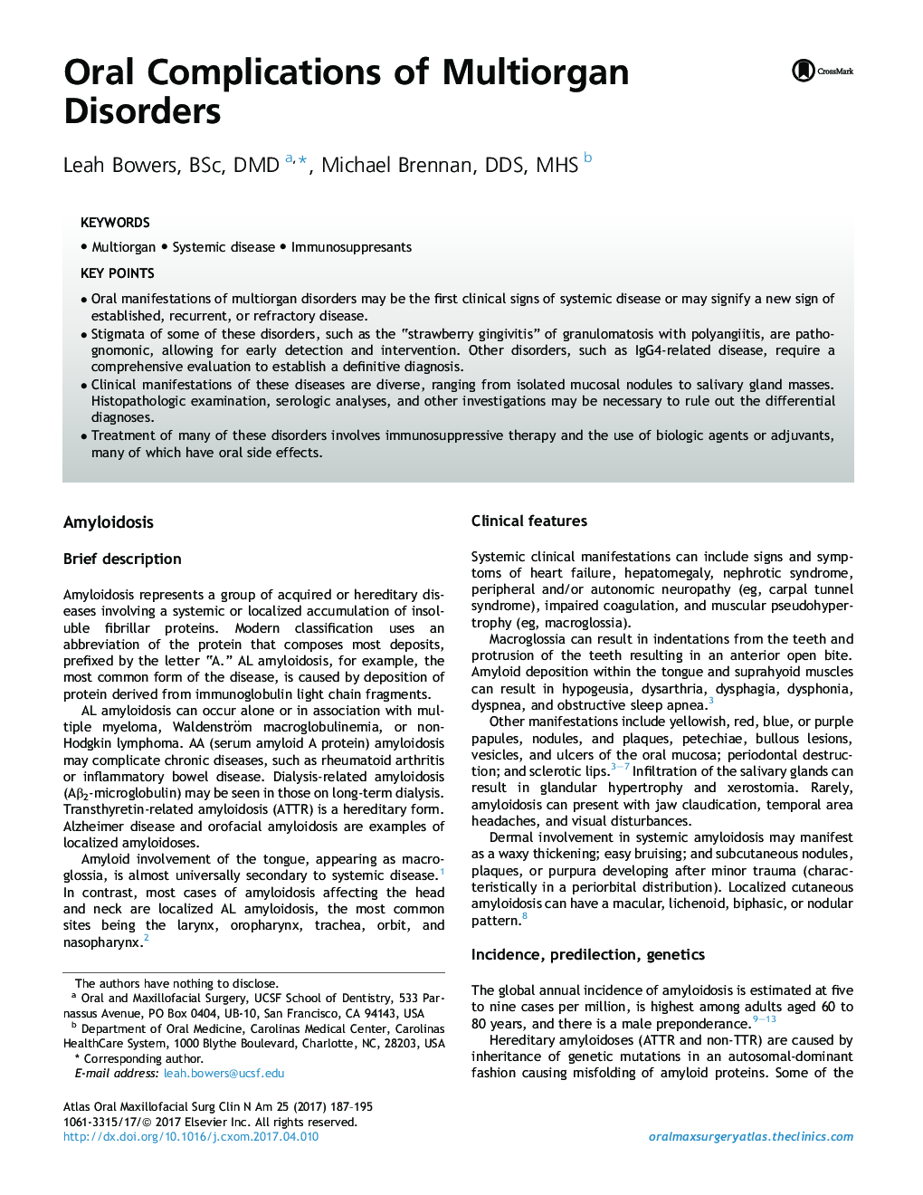 Oral Complications of Multiorgan Disorders