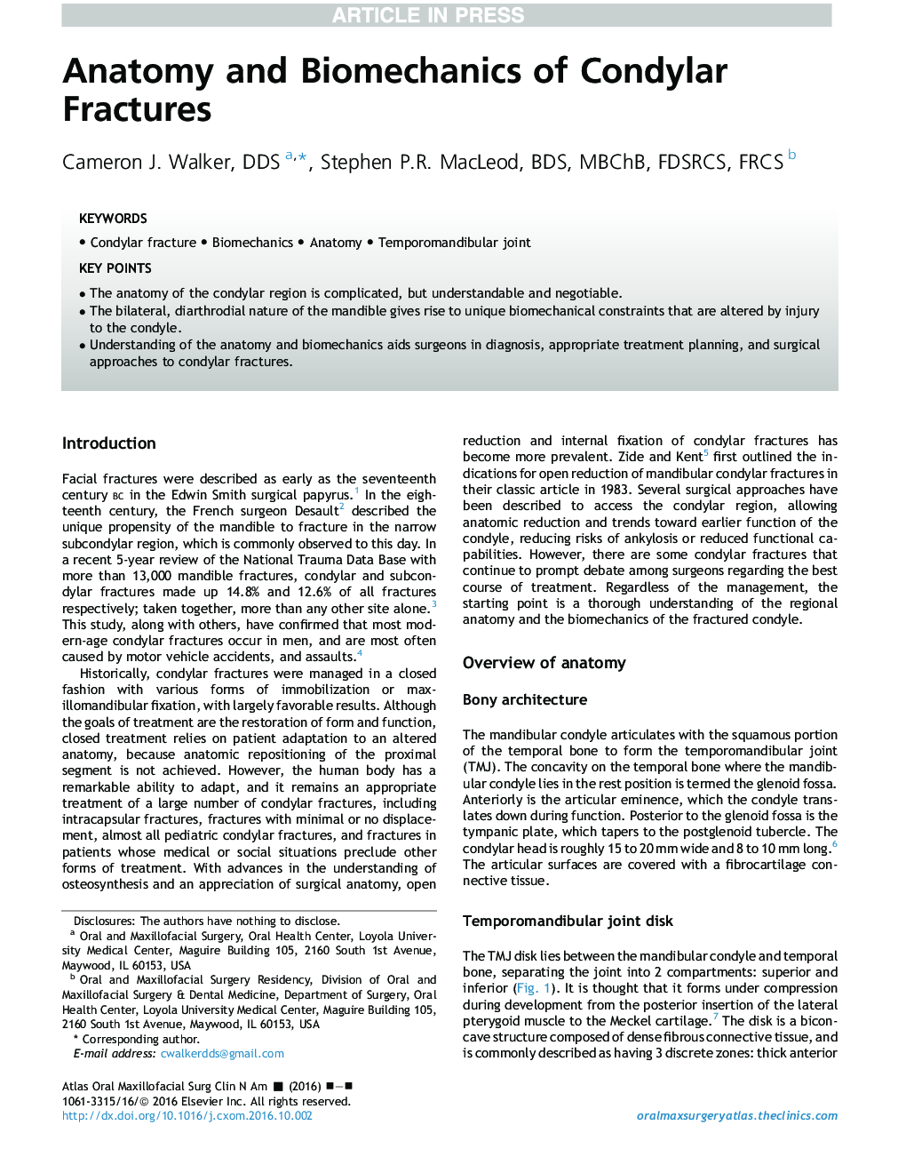 Anatomy and Biomechanics of Condylar Fractures