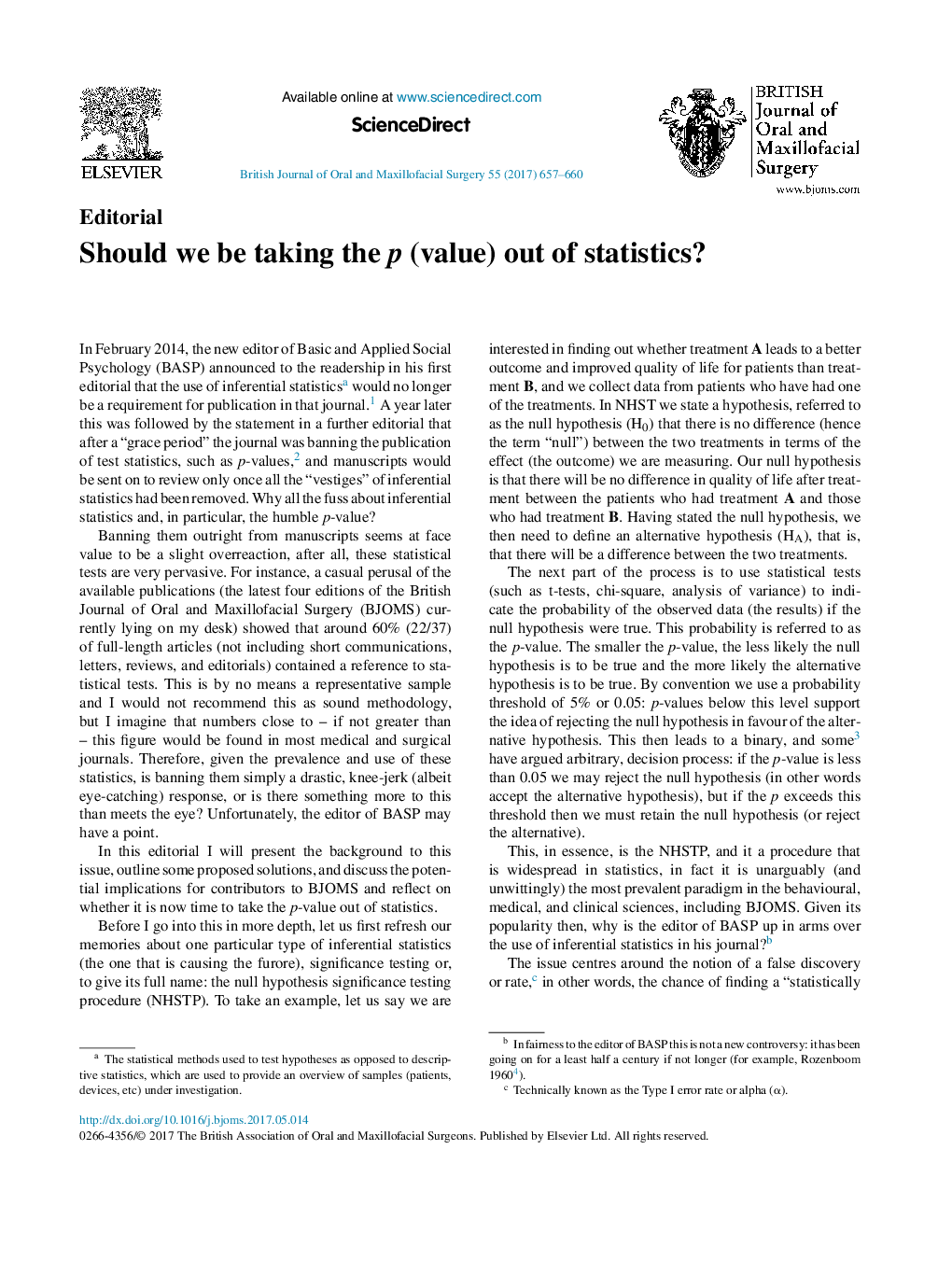 Should we be taking the p (value) out of statistics?